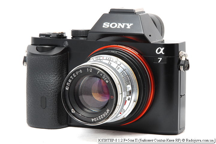 ЮПИТЕР-8 1:2 F=5см П с байонетом Contax-Киев RF на камере Sony A7