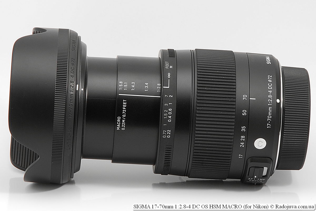 Максисмальна длина объектива SIGMA C 17-70mm 1:2.8-4 DC OS HSM MACRO (для Nikon)
