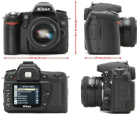 Цифровая зеркальная камера Nikon D80 со всех сторон