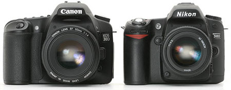 Цифровые зеркальные камеры Canon EOS 30D и Nikon D80